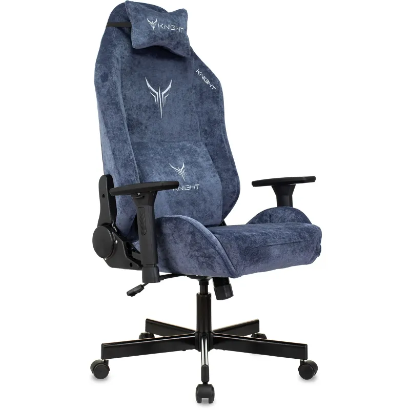 Кресло игровое Knight N1 Fabric синий Light-27 с подголов. крестов. металл главное фото