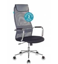 Кресло руководителя Бюрократ KB-9N/DG/TW-12 серый TW-04 TW-12 сетка крестовина хром