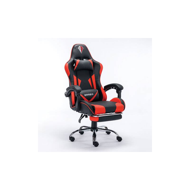 Кресло компьютерное  "Dexter GM-135", подножка, две подушки, экокожа, черное/красное, 532799 главное фото